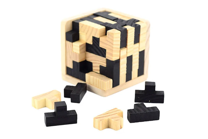 3D Cube Puzzle Luban Interlocking Creative Educational Wooden Toy Brain IQ Mind Early Learning Game Gift For Children Letter 54T