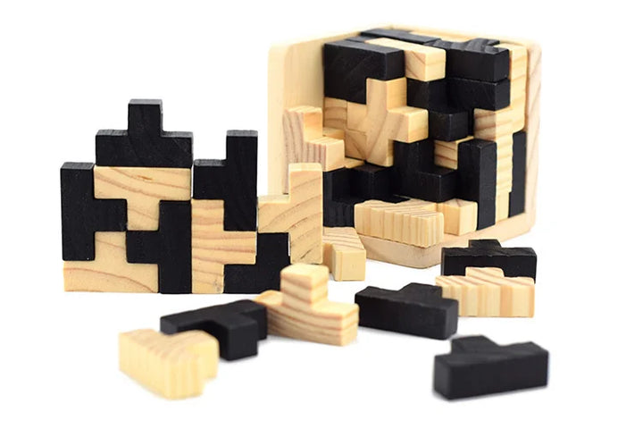 3D Cube Puzzle Luban Interlocking Creative Educational Wooden Toy Brain IQ Mind Early Learning Game Gift For Children Letter 54T