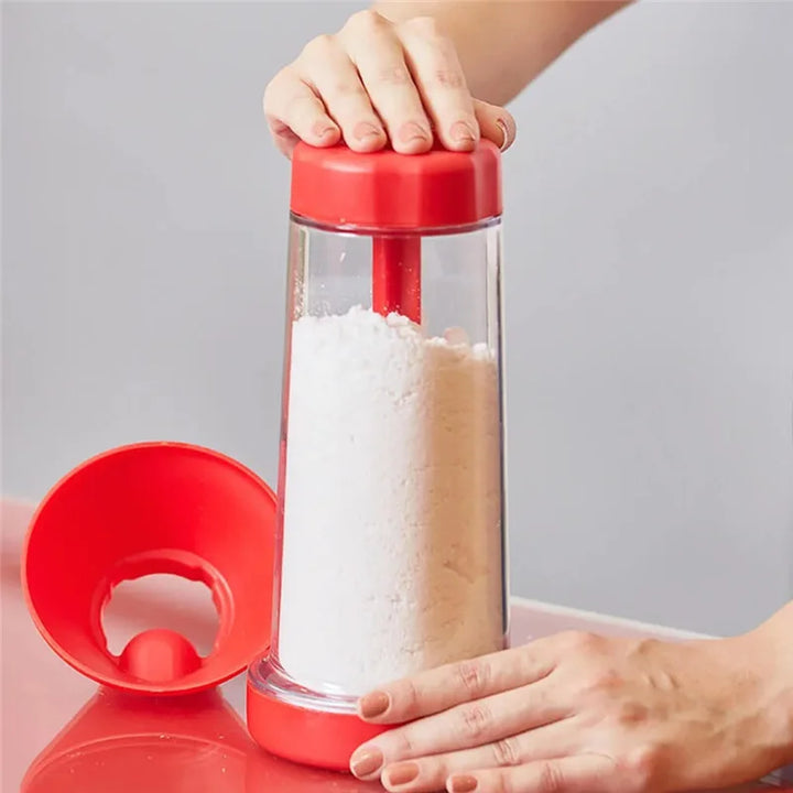 Rotating Flour Sieve Cup Hand-Held Semi-Automatic Flour Mixer Household Baking Tools Plastic Flour Sieve Kitchen Gadget