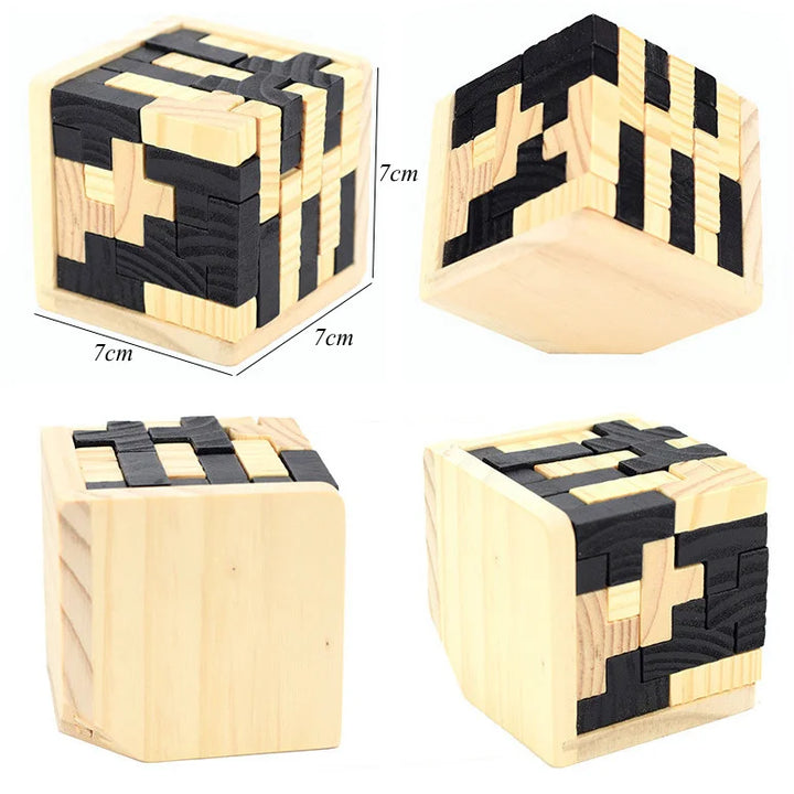 3D Cube Puzzle Luban Interlocking Creative Educational Wooden Toy Brain IQ Mind Early Learning Game Gift For Children Letter 54T