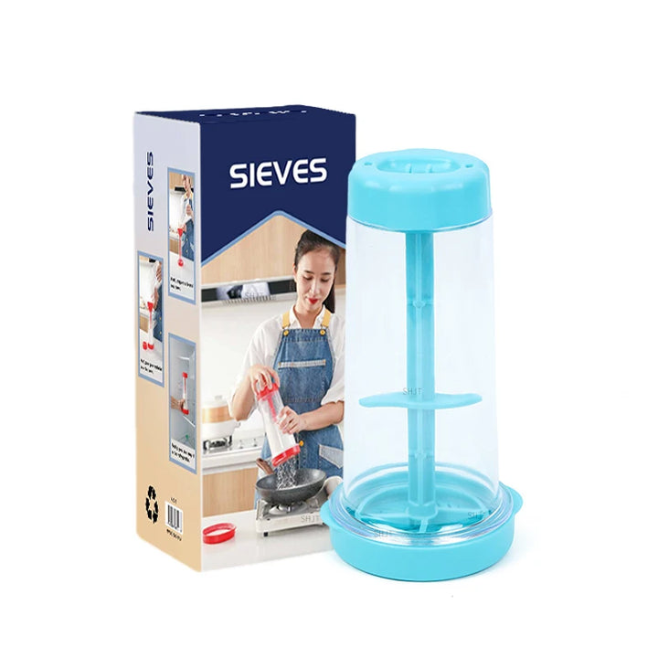 Rotating Flour Sieve Cup Hand-Held Semi-Automatic Flour Mixer Household Baking Tools Plastic Flour Sieve Kitchen Gadget